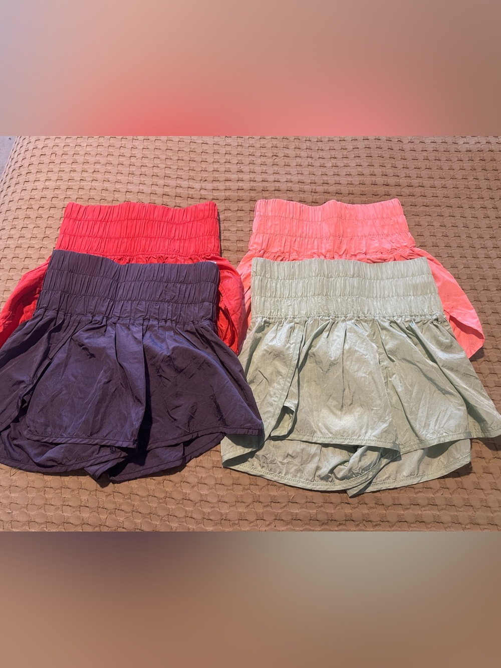 Bundle 4 Free People FP Movement The Way Home Shorts Coral Purple lt Green Peach